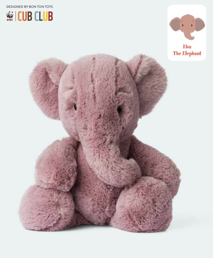 From Birth WWF Cub Club Ebu The Elephant Bon Ton Toys Pink 29cms 